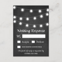 Cartões RSVP de Casamento Russo Chalkboard e Luzes