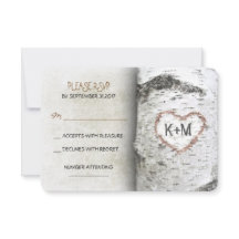 Cartões RSVP de Casamento Russo da Árvore Birch