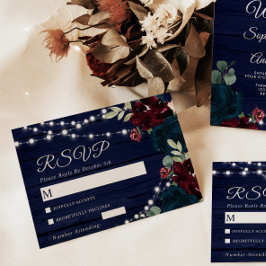 Cartões RSVP de Casamento Russo das Flores Marinho
