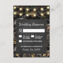 Cartões RSVP de Casamento Russo de Camo Chalkboard
