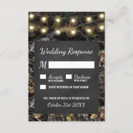 Cartões RSVP de Casamento Russo de Camo Chalkboard
