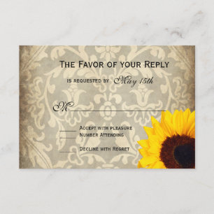 Cartões RSVP de Casamento Russo de Girassol Vinta