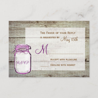 Cartões RSVP de Casamento Russo de Madeira Jar Bar