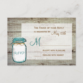 Cartões RSVP de Casamento Russo de Madeira Jar Bar