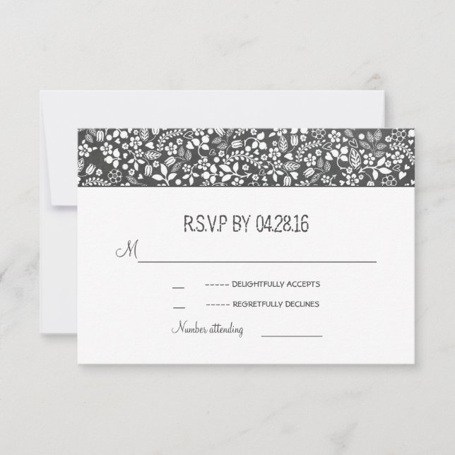 Cartões RSVP de Casamento Russo Floral (Frente)