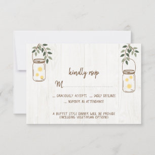 Cartões RSVP de Casamento Russo Mason Jar & Firef