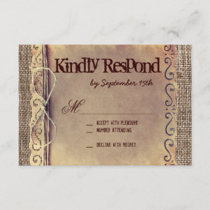 Cartões RSVP de Casamento Rustic Country Vintage B