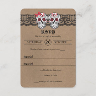 Cartões RSVP de Casamento Rustic Kraft & Lace Suga