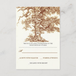 Cartões RSVP de casamento rústico da árvore marrom