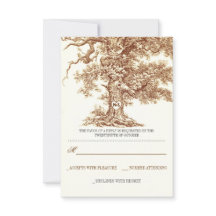 Cartões RSVP de casamento rústico da árvore marrom