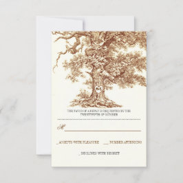 Cartões RSVP de casamento rústico da árvore marrom
