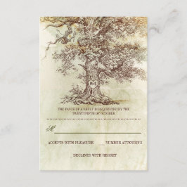 Cartões RSVP de casamento rústico da árvore marrom