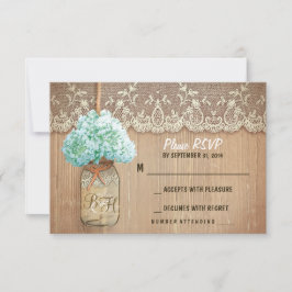 cartões RSVP de casamento rústico da hydrangea mas