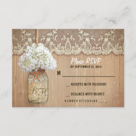 cartões RSVP de casamento rústico da hydrangea mas