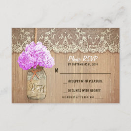 cartões RSVP de casamento rústico da hydrangea mas