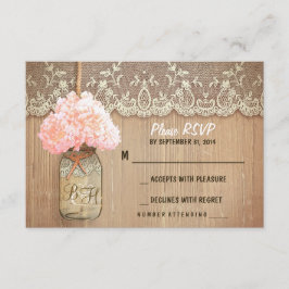 cartões RSVP de casamento rústico da hydrangea mas