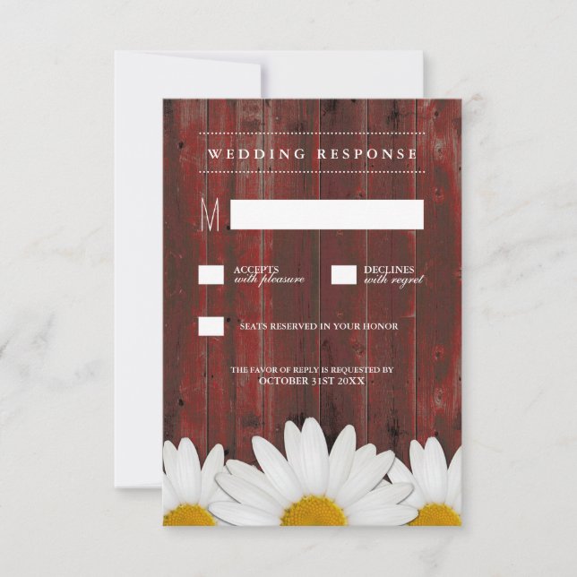 Cartões RSVP de Casamento Rústico de Madeira Rústi (Frente)