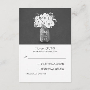 cartões RSVP de casamento rústico de pedras de flo