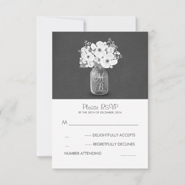cartões RSVP de casamento rústico de pedras de flo (Frente)
