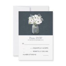 cartões RSVP de casamento rústico de pedras de flo