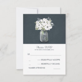 cartões RSVP de casamento rústico de pedras de flo