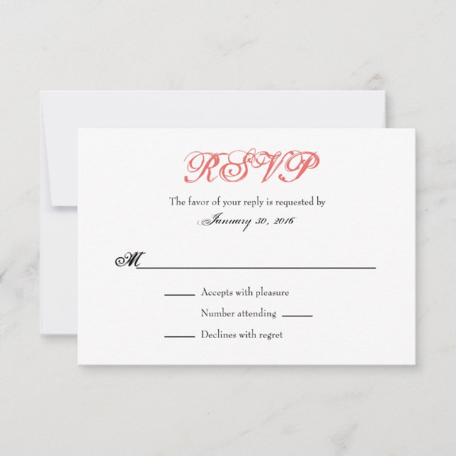 Cartões RSVP de Casamento Simples e Branco de Cora (Frente)