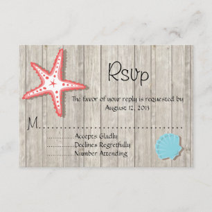 Cartões RSVP de Casamento Tropical de Seashell