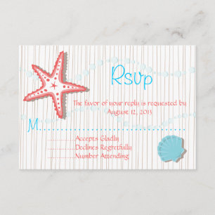 Cartões RSVP de Casamento Tropical de Seashell