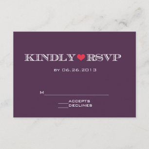 Cartões RSVP de Casamento Vermelho Púrpura e Bonit