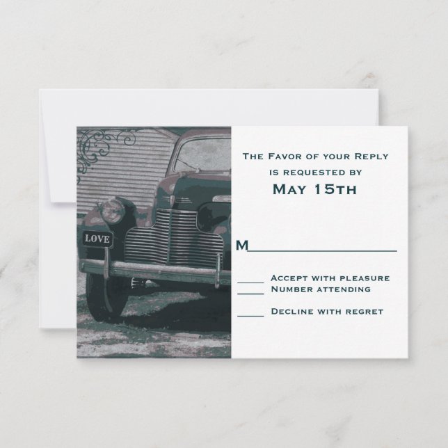 Cartões RSVP de Casamento vintage Clássico Antigos (Frente)