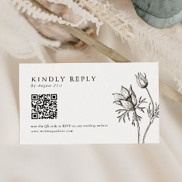 Cartões RSVP de Código QR de Casamento de Flores S
