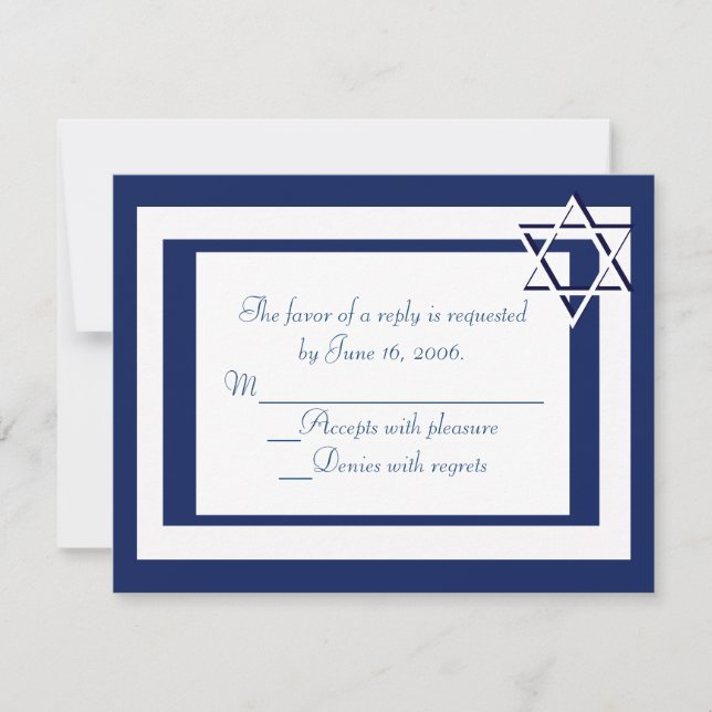 Cartões RSVP de Convite para bar/Bat Mitzvah (Frente)