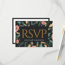 Cartões RSVP de Convite para Casamento de Flor Ele
