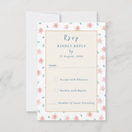 Cartões RSVP de Convite para Casamento Floral Rosa