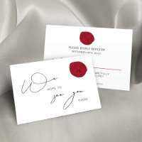 Cartões RSVP de Eventos de Carimbo Vermelho Elegan