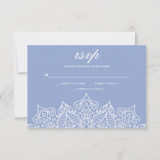 Cartões RSVP de Mandala Azul e Branco