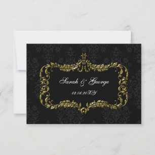 Cartões rsvp de ouro preto-e-regal Padrão 3.5 x 5