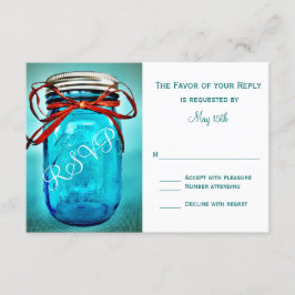 Cartões RSVP de País Russo Mason Jar Blue