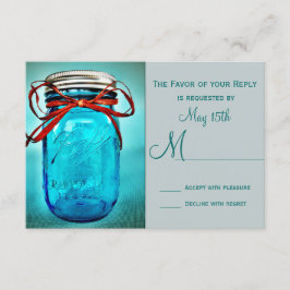Cartões RSVP de País Russo Mason Jar Blue