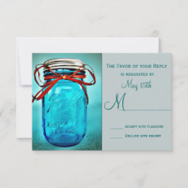 Cartões RSVP de País Russo Mason Jar Blue