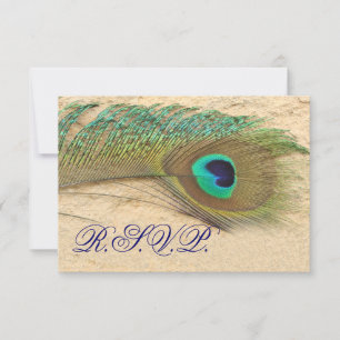cartões rsvp de pavão azul padrão 3,5 x 5