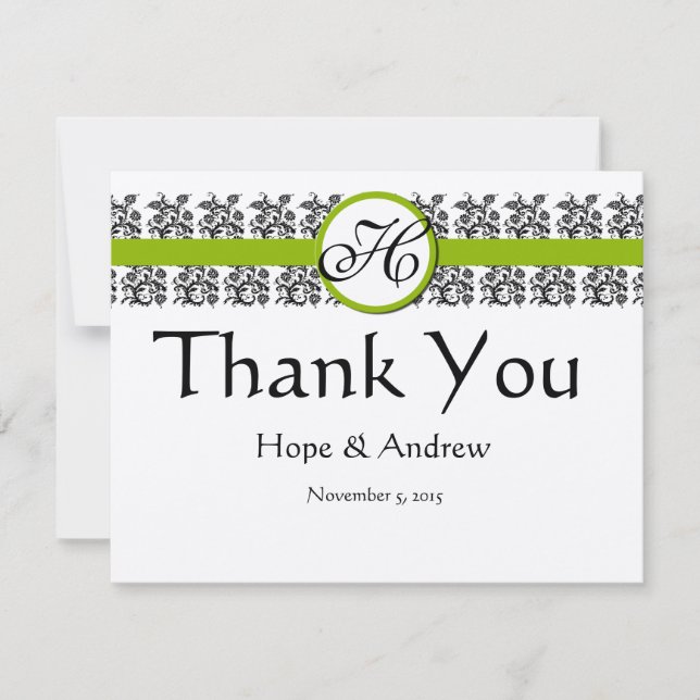 Cartões RSVP de Percurso Verde Damask-Requer 5 x 7 (Frente)