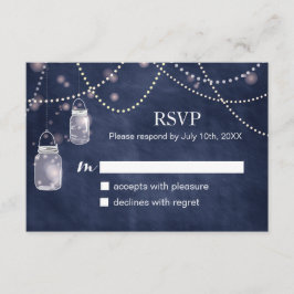 Cartões RSVP de Placa Blue Chalkboard para Marinho