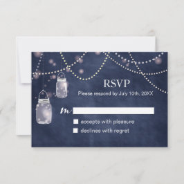 Cartões RSVP de Placa Blue Chalkboard para Marinho