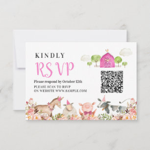 Cartões Rsvp De primeiro aniversario De Barnyard D