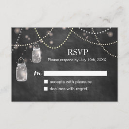 Cartões RSVP de Quadro de Chalkboard Mason Jar