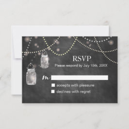 Cartões RSVP de Quadro de Chalkboard Mason Jar