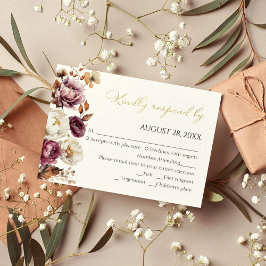 Cartões RSVP de Quinceanera para outono de Borda