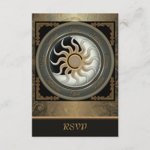 Cartões RSVP de Roda Pagan Sun e Moon