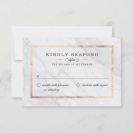 Cartões RSVP Dourados Elegantes de Marble e Rosa